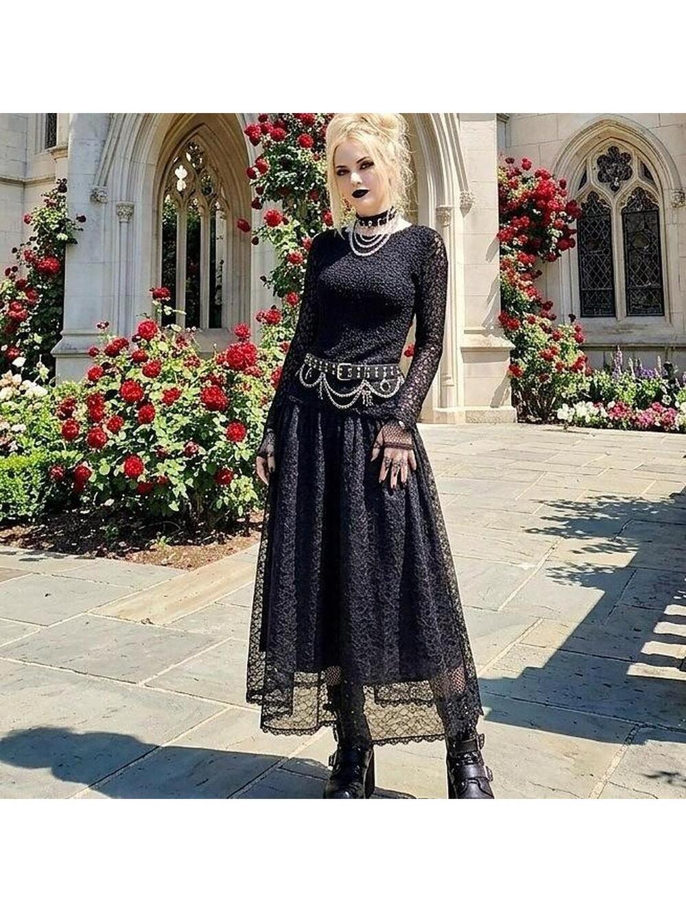 🏛️ Gothic Lace Long Sleeve Maxi Dress 27 🏛️